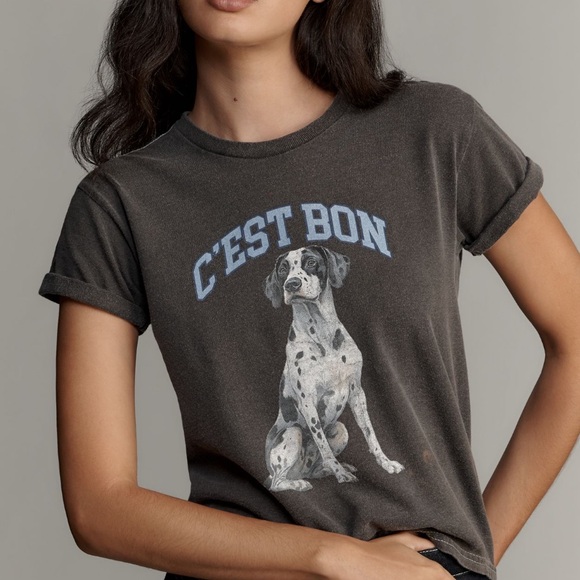 Anthropologie Other - 🐕‍🦺 NWT Anthropologie Charcoal Gray Dalmation Graphic Tee - XS